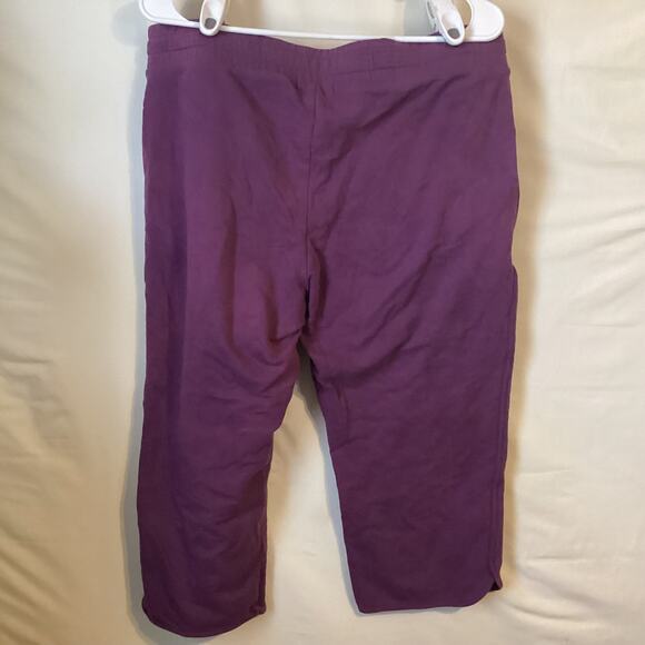 2313 NWT Eddie Bauer Active Purple Cropped Capri Pants With Pockets Drawstring - Picture 2 of 3